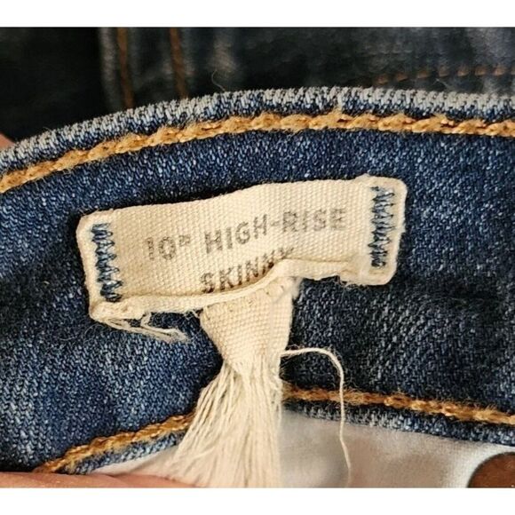 Madewell High Rise Skinny Distressed Frayed Hem Jeans Womens Size 10 Blue - Picture 7 of 10